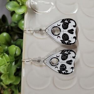 🔥LAST PAIR🔥 Crescent Moon Skull Planchette Drop Earrings